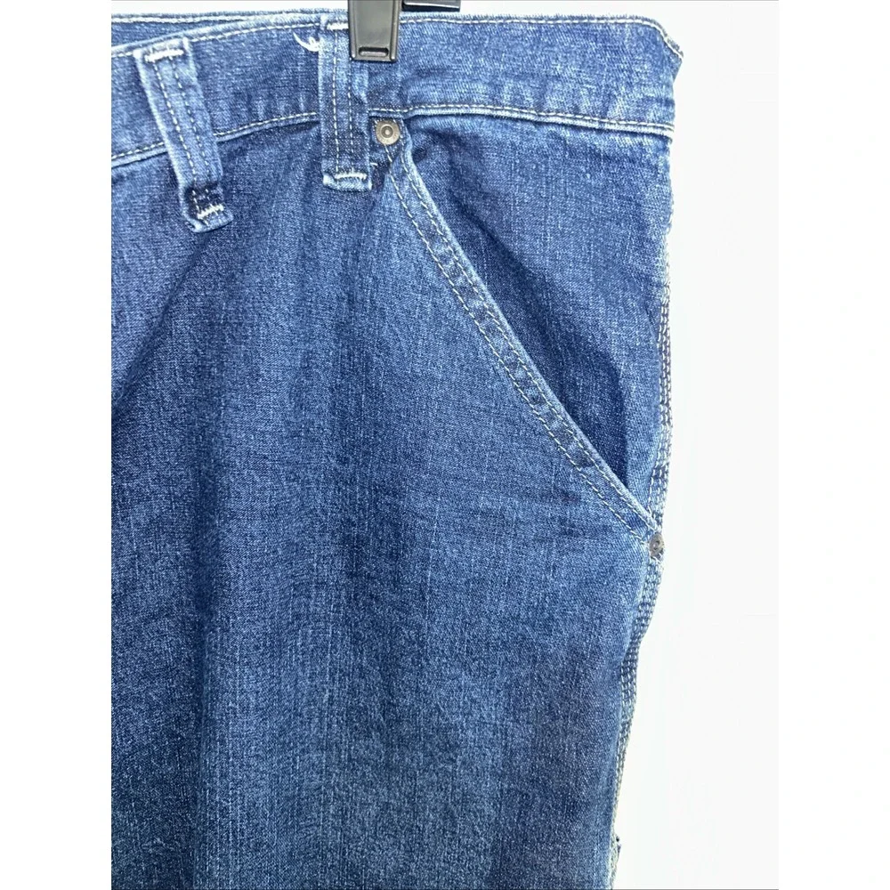 Wrangler Men's Jeans 44X 30 Relaxed Fit Dark Blue Denim Side Painter‎ Pockets